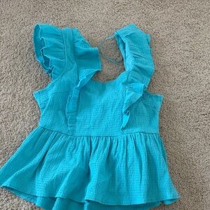 Turquoise Ruffle Peplum Tank Top